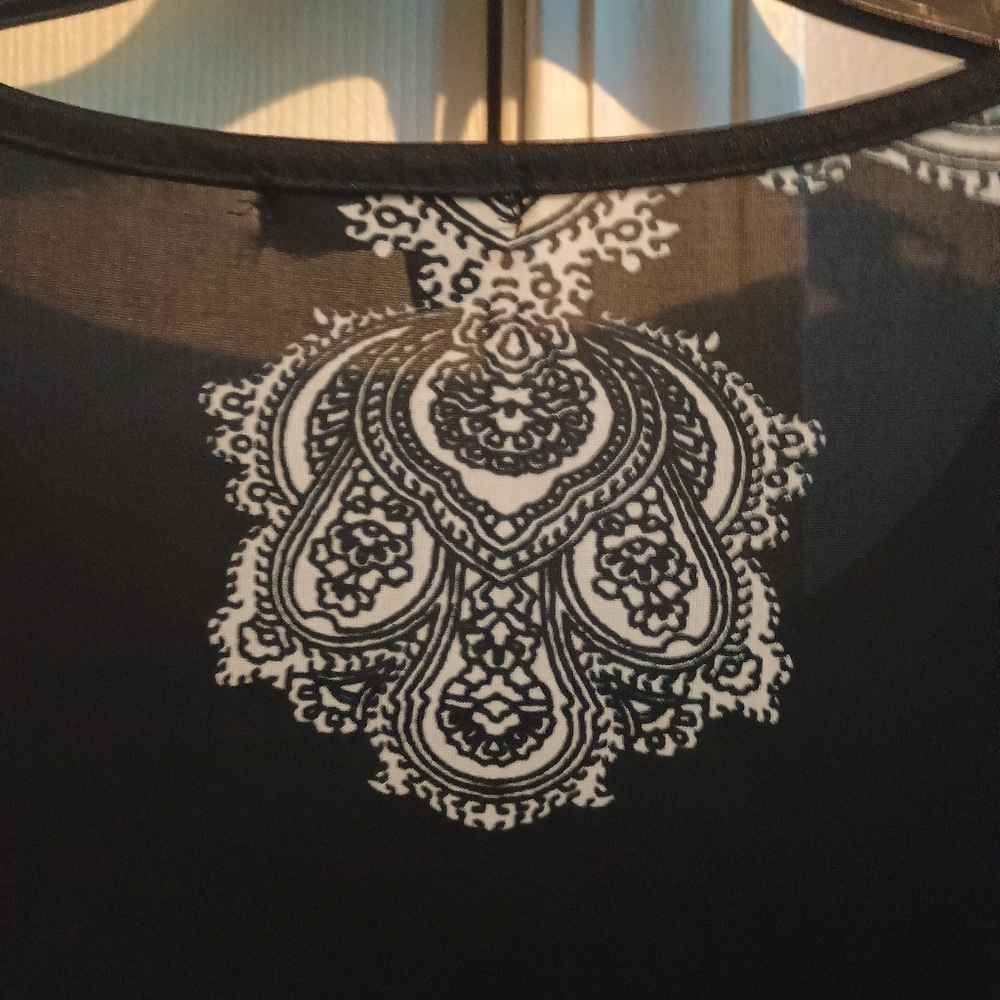 Free Culture Women's Large Black Boho Paisley Print Tunic Top - Flowy Kaftan... - Picture 11 of 13